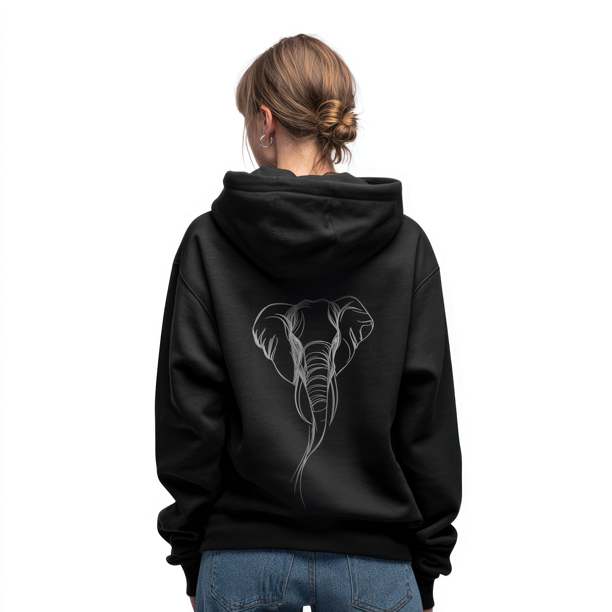 Hoodie mit Elefant als Stickmotiv